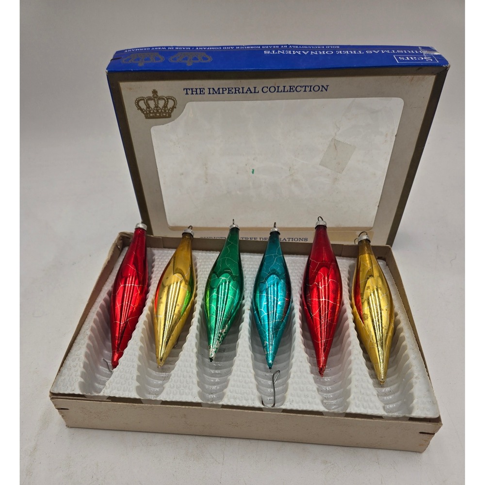 Vintage Sears Imperial Collection Glass Christmas Ornaments West Germany Set 6